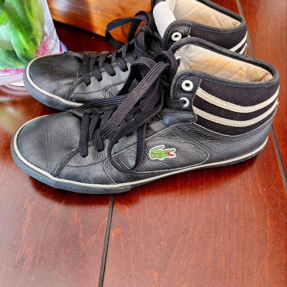 Lacoste black leather high top shoes - Picture 1 of 6